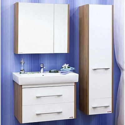 Комплект мебели для ванной Sanflor Ларго 80 белый подвесной