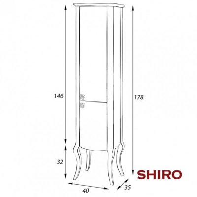 Шкаф-Пенал для ванной комнаты Shiro Velici 40 Слоновая кость L/R-1