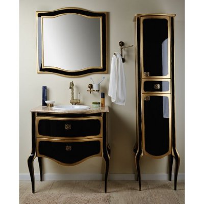 Пенал для ванной комнаты Timo Ellen M 45 чёрный с золотом-2