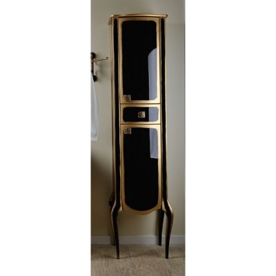 Пенал для ванной комнаты Timo Ellen M 45 чёрный с золотом