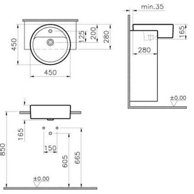 Раковина Vitra Matrix 5146B003-0001 450 мм-1