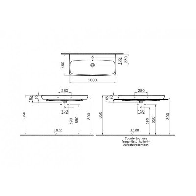 Раковина Vitra Metropole 5664B003-0001 подвесная 1000 мм-1