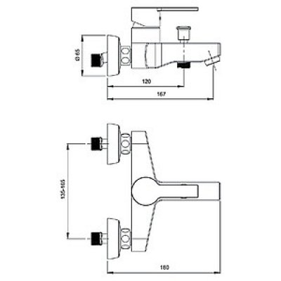 Смеситель для ванны с душем Vitra Fuga A41057EXP-1