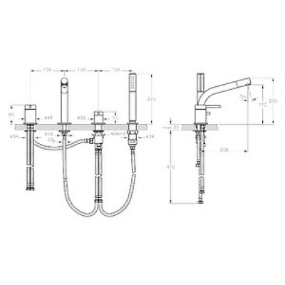 Смеситель на борт ванны Vitra Pure A41270EXP-1