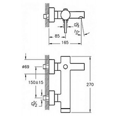 Смеситель для ванны с душем Vitra Pure A41262EXP-1