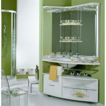 Комплект мебели для ванной Акватон Корнер 100 L с бельевой корзиной