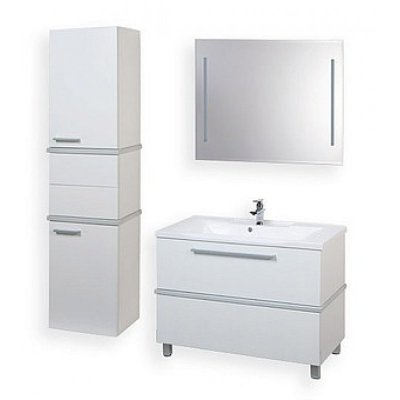 Шкаф-Пенал для ванной комнаты подвесной для ванной Акватон Турин 45 с серебристой панелью-1