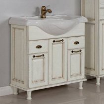 Тумба с раковиной для ванной Акватон Жерона 85 белое золото