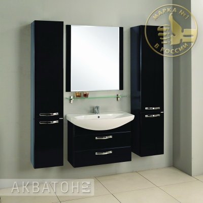 Комплект мебели для ванной Акватон Ария 80 М черный подвесной