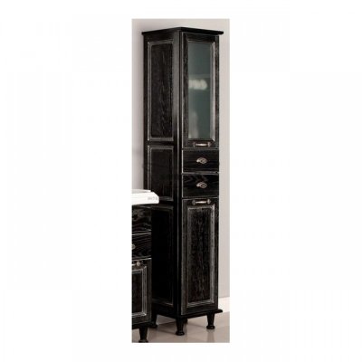 Шкаф-колонна для ванной Акватон Жерона правая черное серебро