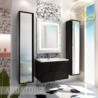 Комплект мебели для ванной Акватон Римини 80 черный