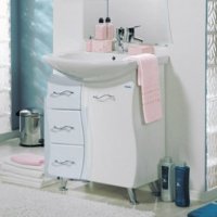 Тумба с раковиной для ванной Акватон Дионис 67 с бельевой корзиной