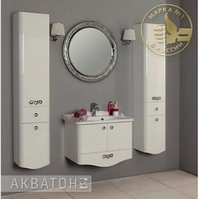 Пенал для ванной комнаты Акватон Венеция 34 L, R подвесной с бельевой корзиной белый-5