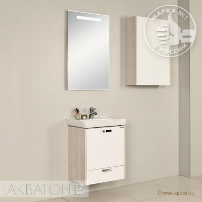 Комплект мебели для ванной Акватон Йорк 55 М белый/ясень фабрик