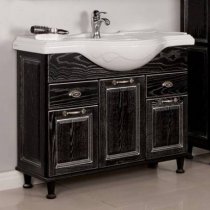 Тумба с раковиной для ванной Акватон Жерона 105 черное серебро