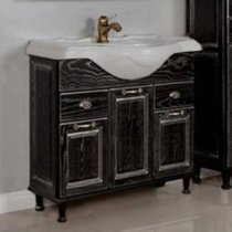 Тумба с раковиной для ванной Акватон Жерона 85 черное серебро