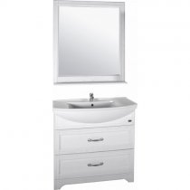 Комплект мебели ASB-Woodline Берта 85 белое, патина серебро