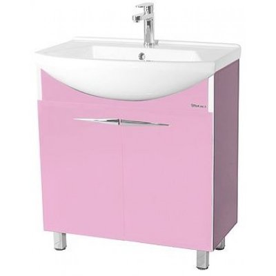 Тумба с раковиной для ванной Bellezza Глория Гласс 75 розовая