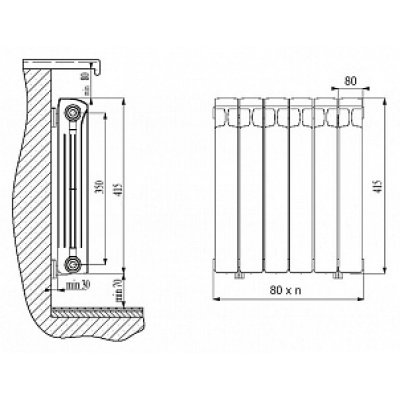 Радиатор водяной биметаллический Rifar Monolit 350 10 секций-1