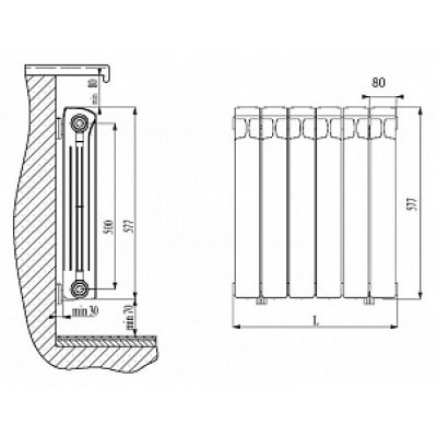 Радиатор водяной биметаллический Rifar Monolit 500 12 секций-4