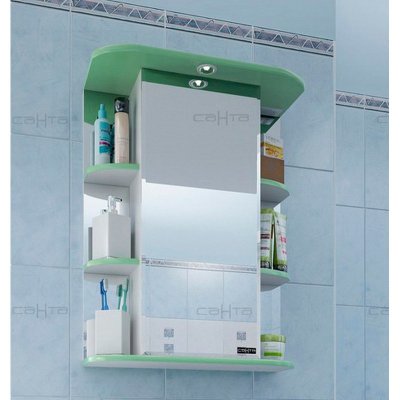 Шкаф-Зеркало для ванной СанТа Герда 55 свет фисташка