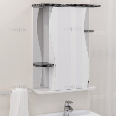 Шкаф-Зеркало для ванной СанТа Лира 55 с подсветкой полоса-1