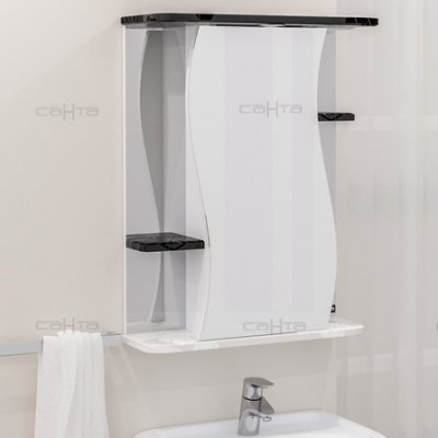 Шкаф-Зеркало для ванной СанТа Лира 55 с подсветкой декор-1