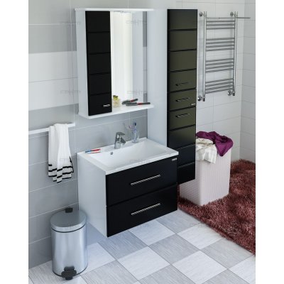 Комплект мебели для ванной Санта Омега 65 подвесной бордовый/ черный