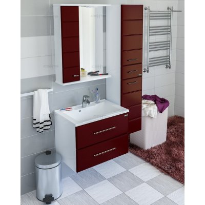 Комплект мебели для ванной Санта Омега 65 подвесной бордовый/ черный-3