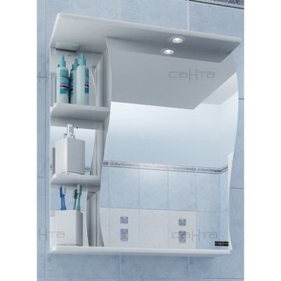 Шкаф-Зеркало для ванной СанТа Волна 50 лев/прав с подсветкой