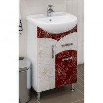 Тумба с раковиной для ванной СанТа Эколайн 55 с 1 ящиком (декор)