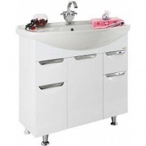 Тумба с раковиной для ванной Vod-ok Лира 85 с бельевой корзиной