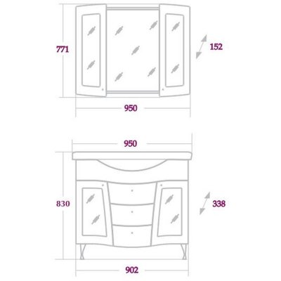 Комплект мебели для ванной Onika Валенсия 95.185-1